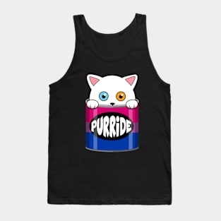 Funny White Cat Bisexual Pride Tank Top
